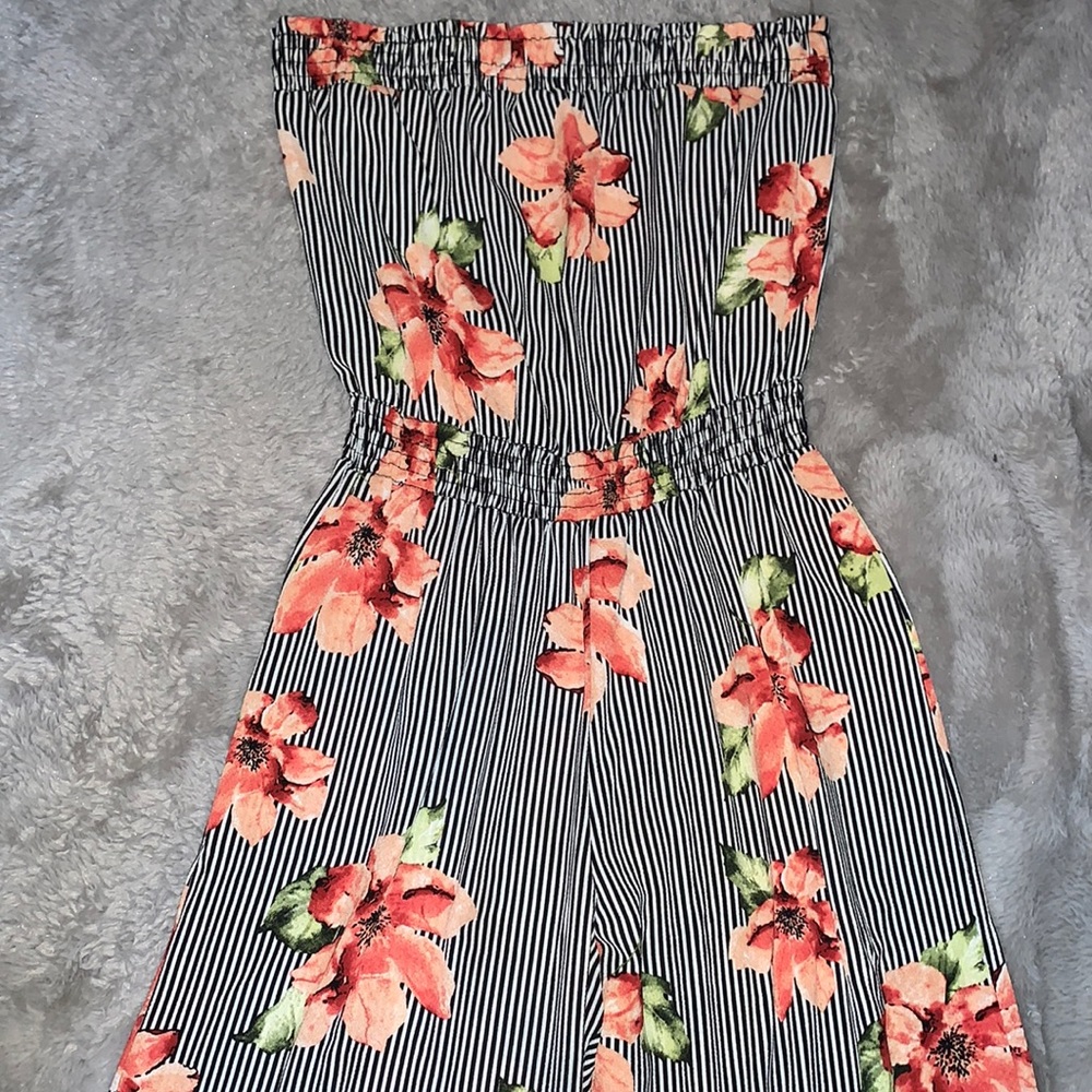 Striped/Flowery print Jumpsuit